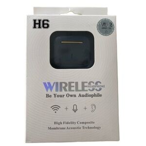 BNIB H6 Wireless V5.2 AirPods Dark Blue,box,AirPods and charger.